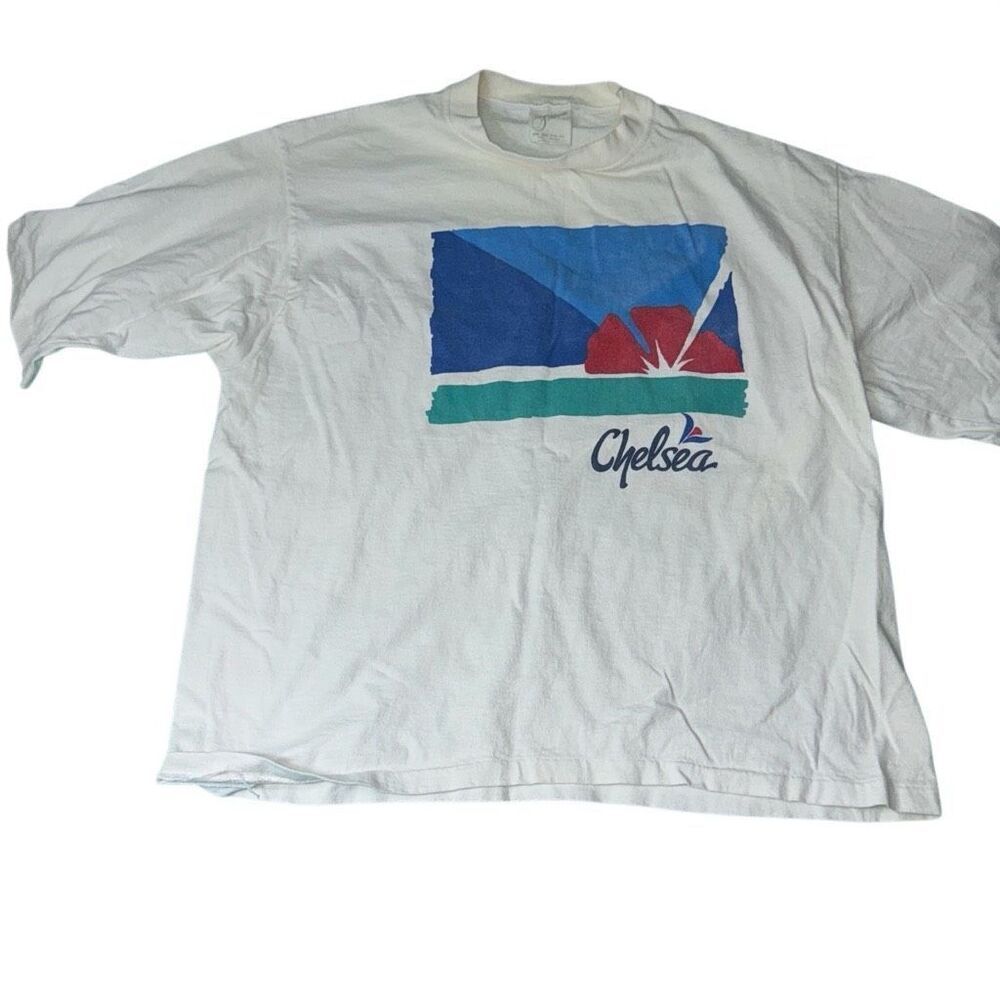 Vintage 90s single stitch silkworm Chelsea beach shirt one size made in USA mens